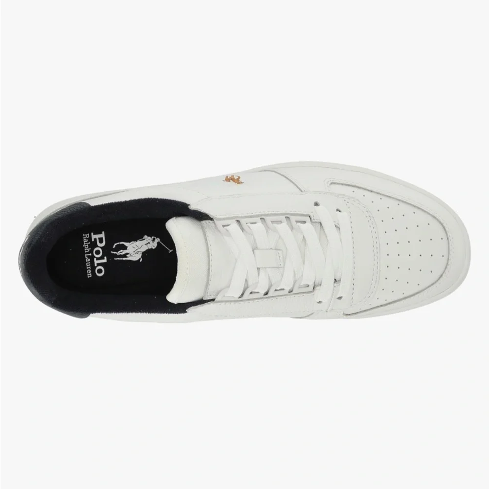 Polo Ralph Lauren Court white & blue Leather Low-Top Trainer Sz 14 Men Unisex